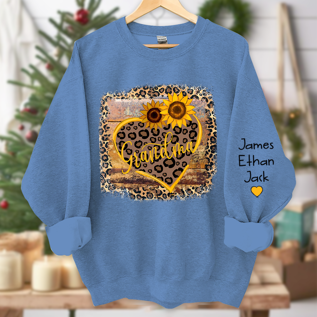 Personalized Mimi Heart Sunflower Sweatshirt Custom Grandma and Grandkids Sweatshirt