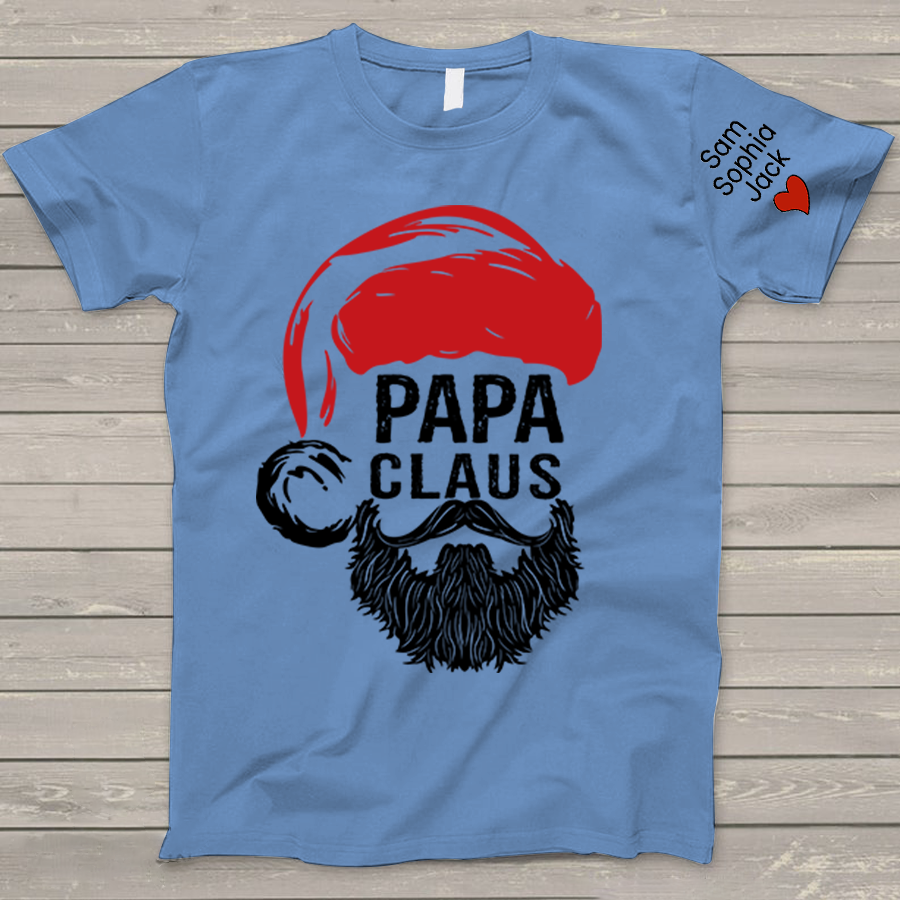 Christmas Papa Claus 2023 Gift Custom Name Kids T-Shirt