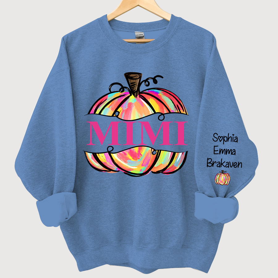 Personalized Mimi Painted Pumpkin Fall Autumn Sweatshirt