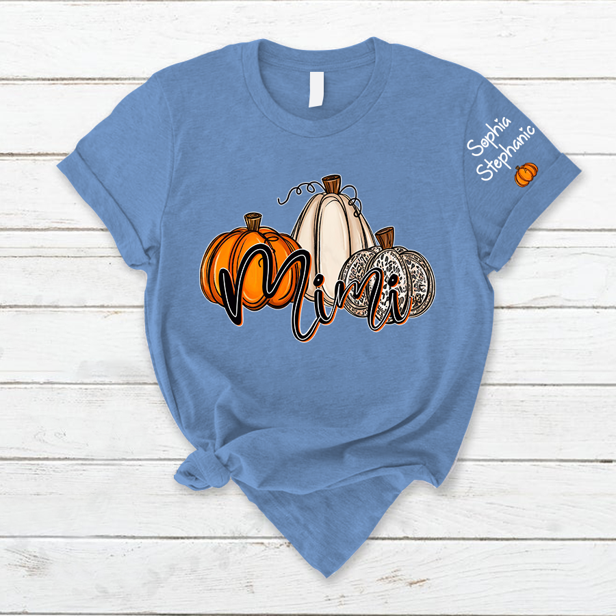 Personalized  Mimi, Grandma Pumpkins Autumn And Grandkids T-Shirt