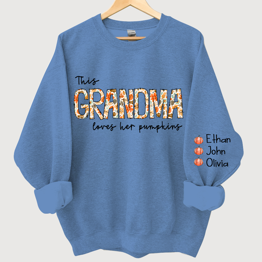 This Grandma Loves her pumpkins Autumn And Grandkids CL01 Sweatshirt
