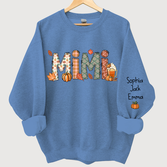 Mimi, Grandma, Nana Fall Doodle And Grandkids Autumn Sweatshirt