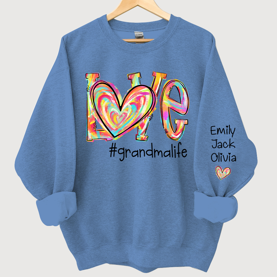 Love Grandma Life Fall Autumn Color Clipart And Grandkids Sweatshirt