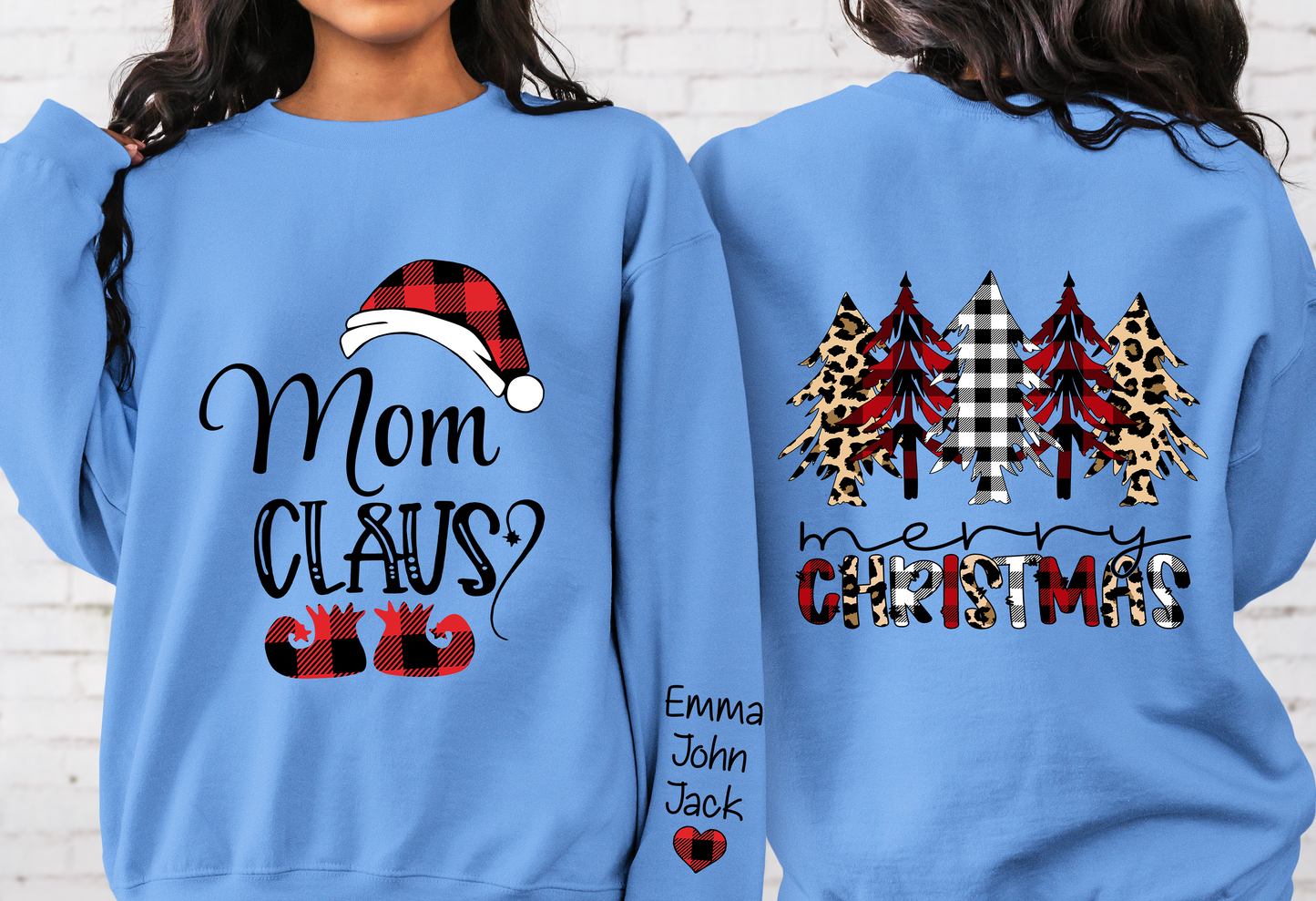 Custom Name Mom Claus Merry Christmas And Momkids Sweatshirt