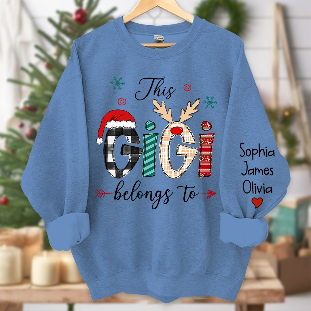 Merry Christmas This Gigi Belongs To Grandkids Sweatshirt, Merry Christmas Grandma Sweatshirt