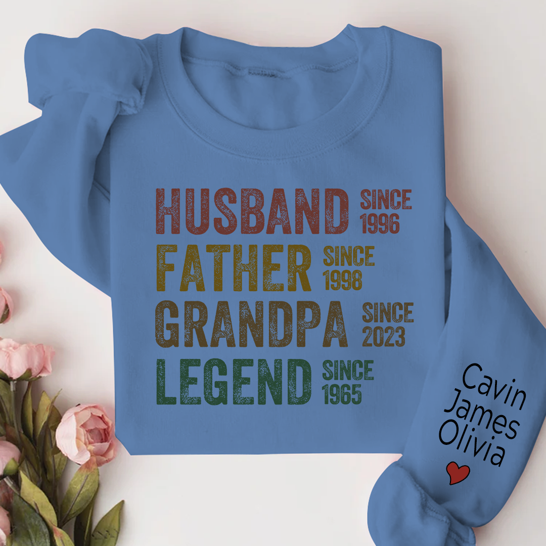 Personalized Dad Grandpa Husband Father Grandpa Legend 2023 And Custom Name Kids Sweatshirt