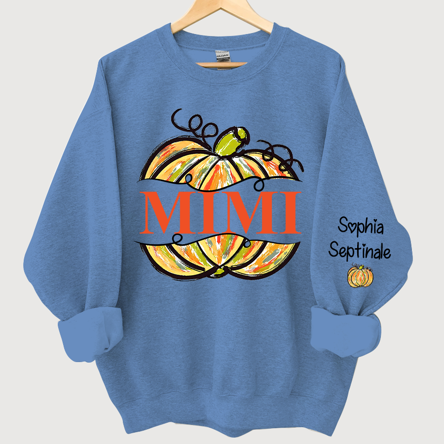 Personalized Pumpkin Color Painted Mimi And Grandkids CL01 Sweatshirt