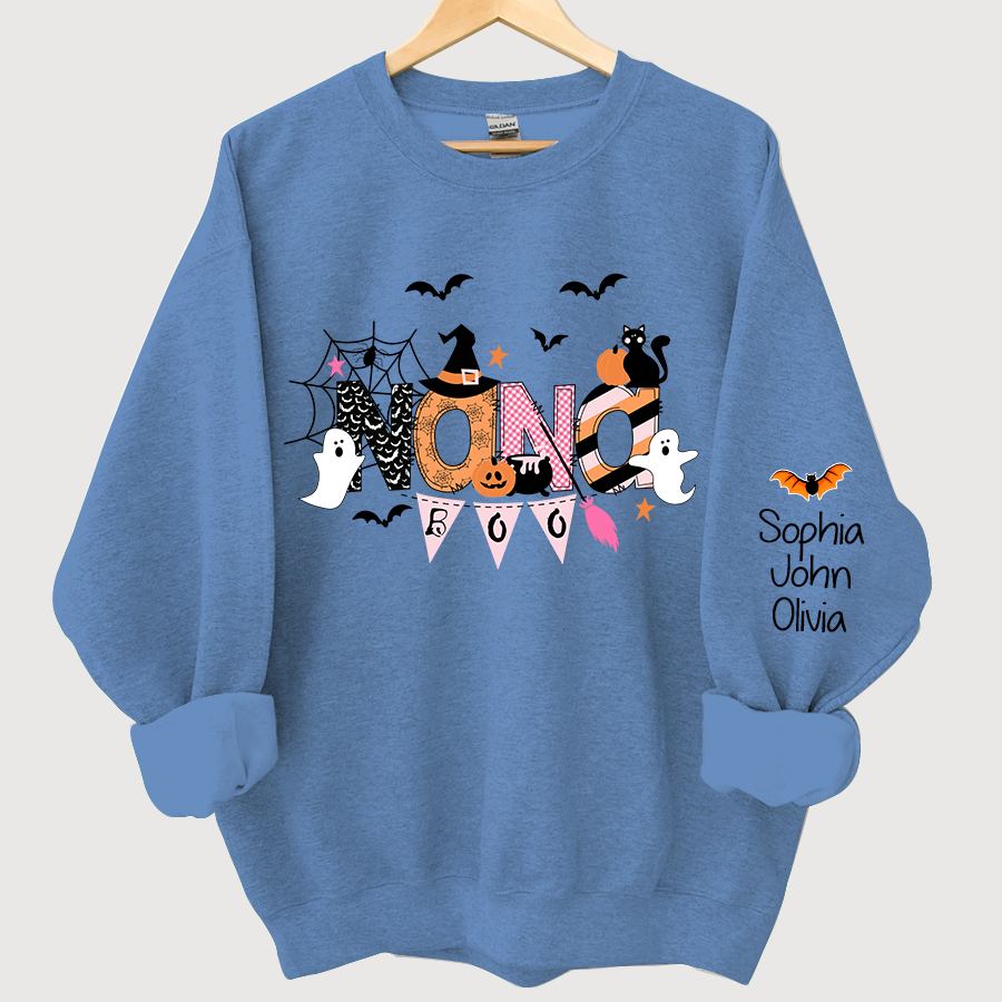 Personalized Nana Halloween Doodle Alphabet Witch Ghost Pumpkin Bat Sweatshirt