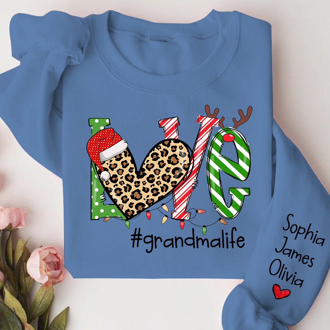 Merry Christmas Love grandmalife Sweatshirt with Grandkids Sweatshirt
