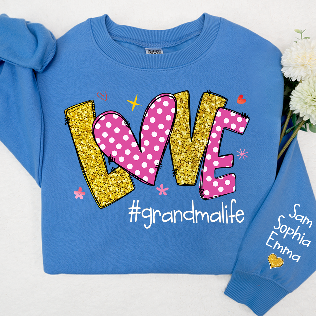 Glitter I Love grandmalife and grandkids Gifts Valentine's Day Sweatshirt
