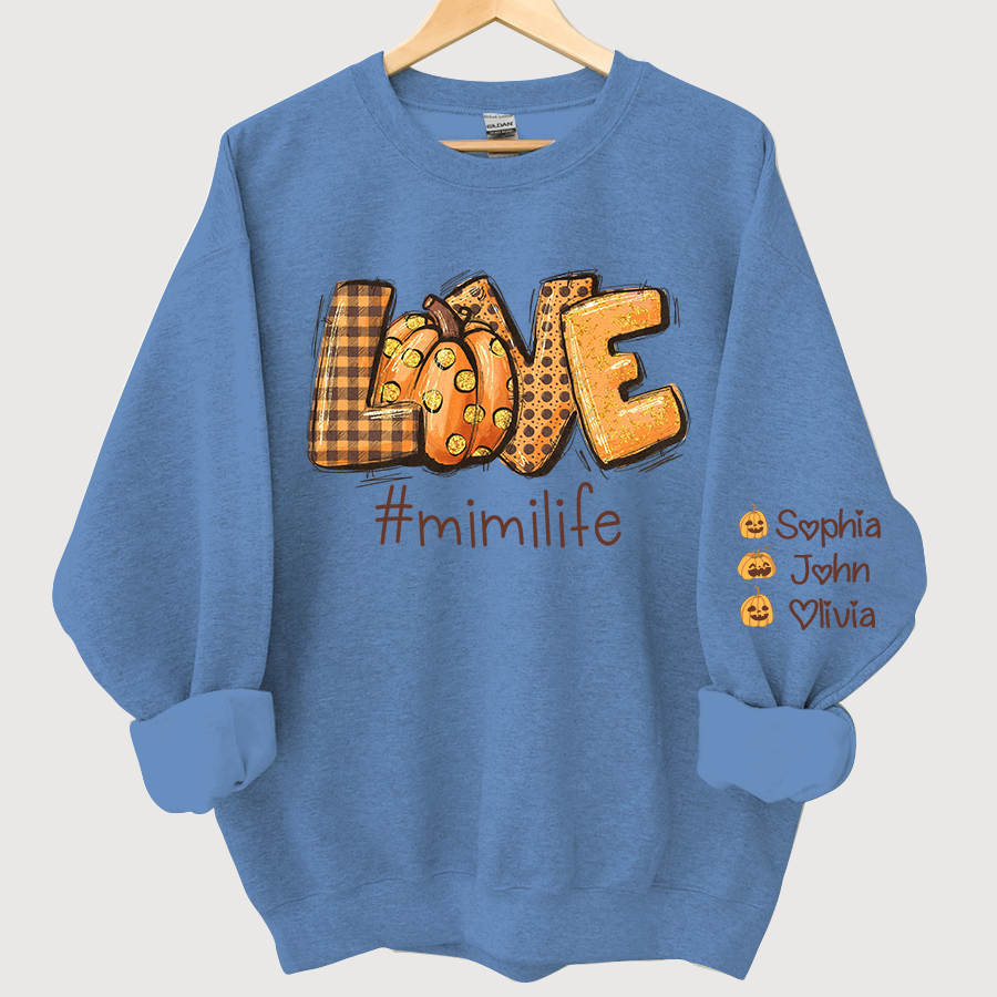 Love Mimi Life Autumn Pumpkins And Grandkids Sweatshirt