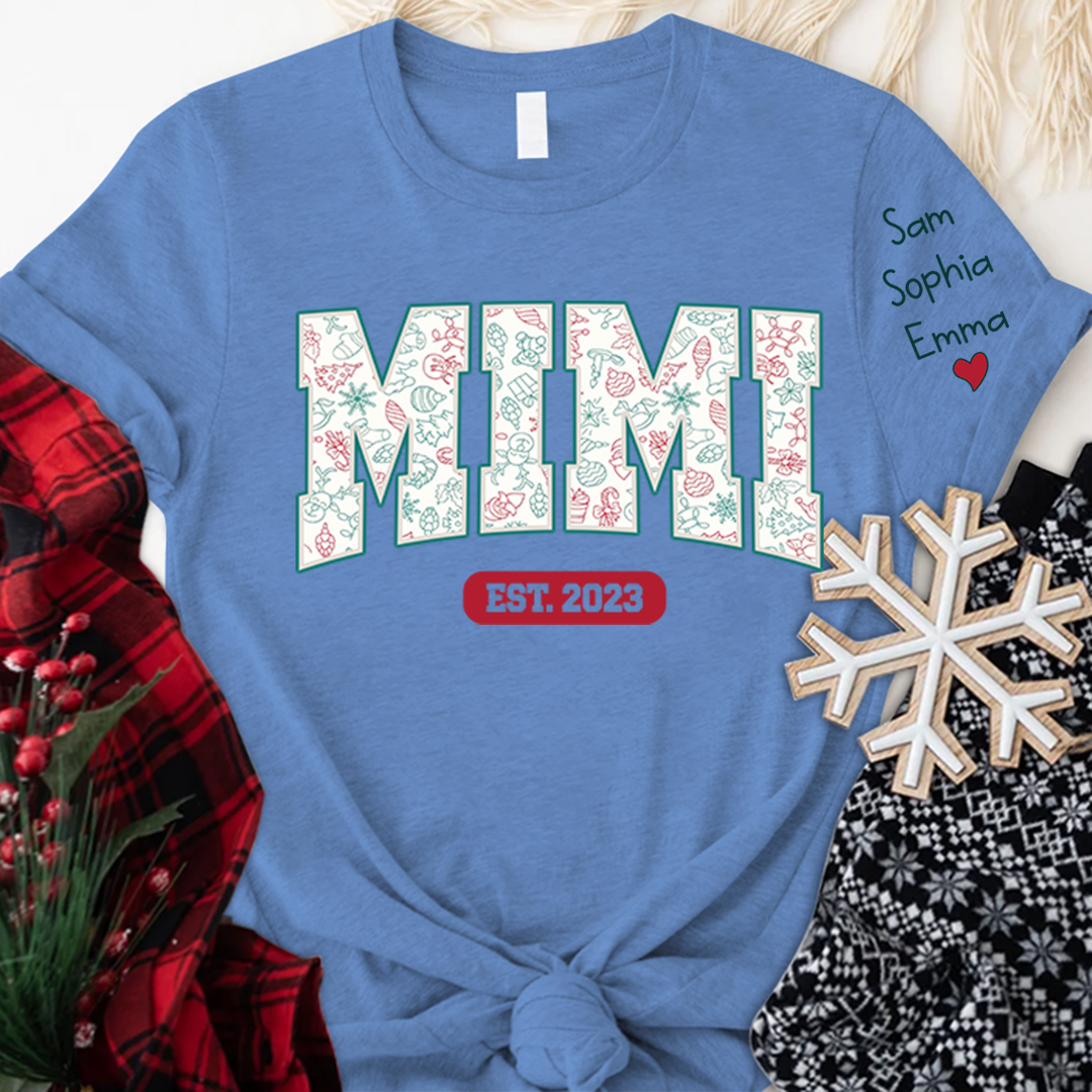 Mimi est ,Merry Christmas Nana, Grandma ,Custom Grandma Christmas T-Shirt