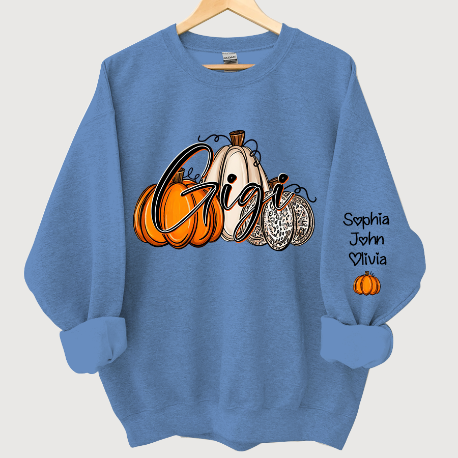 Personalized Gigi, Grandma Pumpkins Autumn And Grandkids Sweatshirt