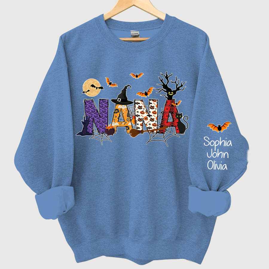 Nana Grandma Halloween Alphabet Doodle Witch Ghost Pumpkin Bat Grandkids CL01 Sweatshirt