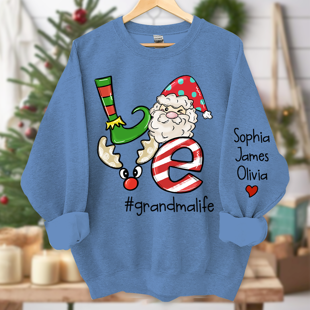 Personalized Love grandmalife Merry Christmas and Grandkids Sweatshirt