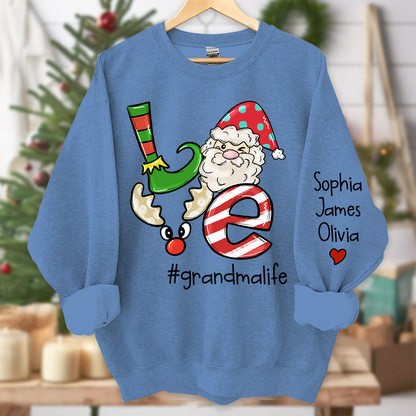 Personalized Love grandmalife Merry Christmas and Grandkids Sweatshirt