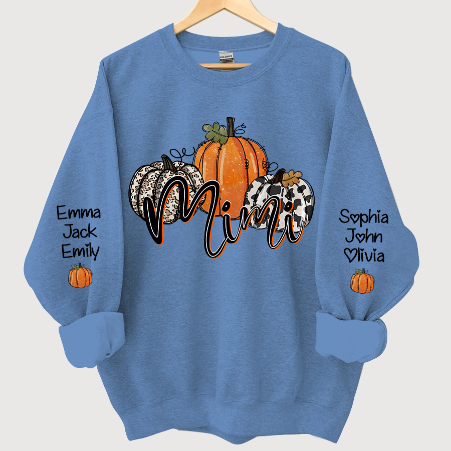 Personalized Mimi, Grandma Pumpkins Autumn And Grandkids CL01 Sweatshirt