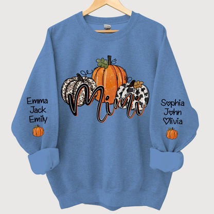 Personalized Mimi, Grandma Pumpkins Autumn And Grandkids CL01 Sweatshirt