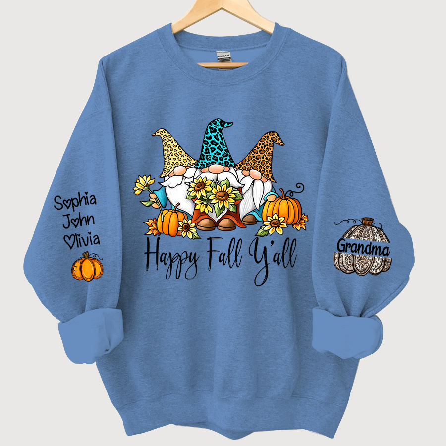 Happy Fall Y'all Grandma With Grandkids Autumn Sweatshirt