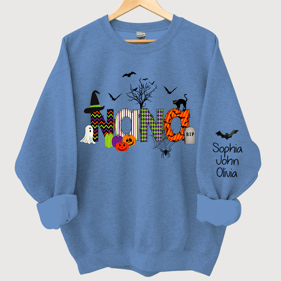 Personalized Halloween Doodle Alphabet Nana Grandma Grandkids Sweatshirt