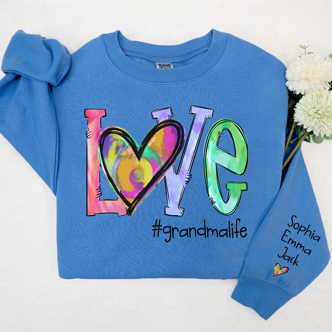 Love Grandmalife colorful heart  And Grandkids 2024 Sweatshirt