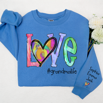 Love Grandmalife colorful heart  And Grandkids 2024 Sweatshirt