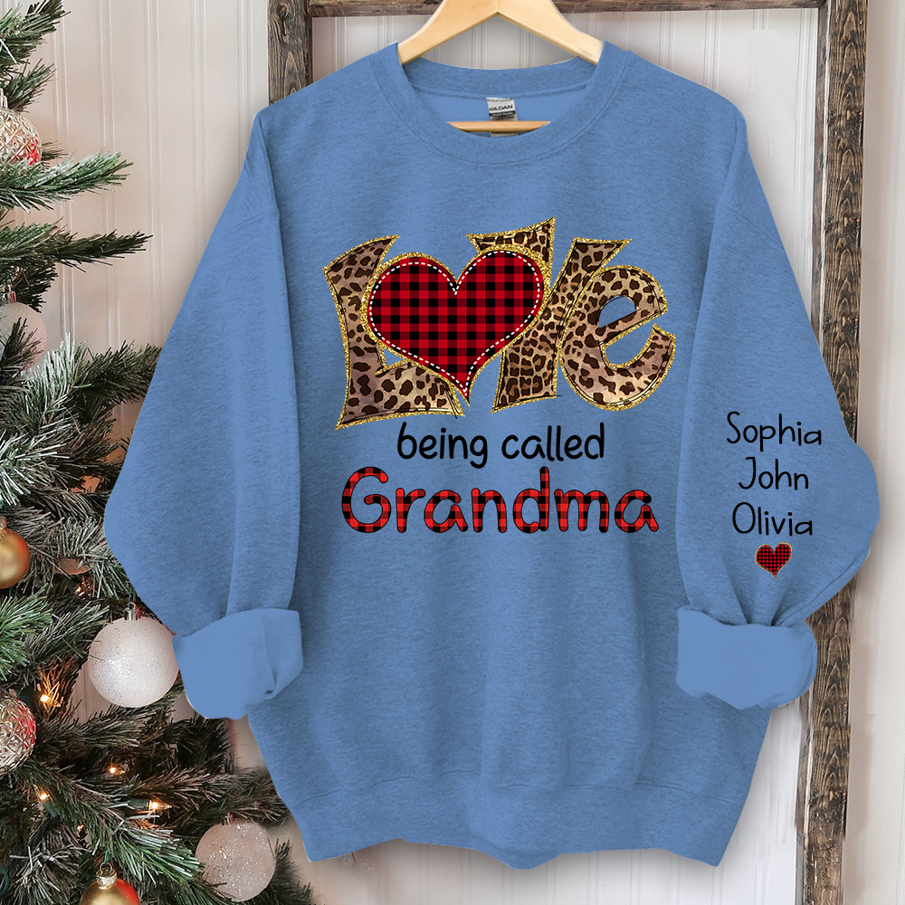 Love being called Grandma leopard And Grandkids Sweatshirt