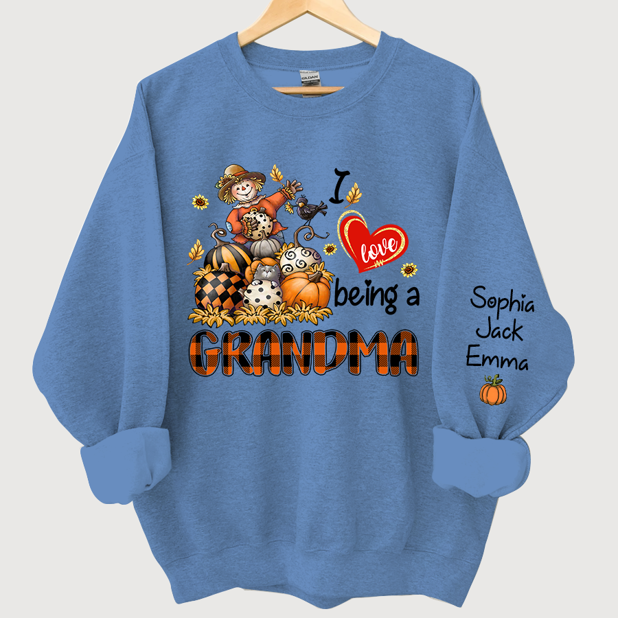 I Love Being A Grandma Pumpkin And Grandkids Autumn Sweatshirt