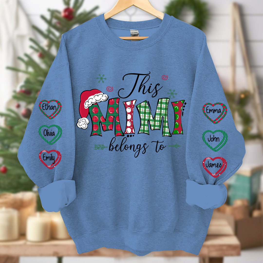 This Mimi belongs to merry christmas And Grandkids Name Sweatshirt