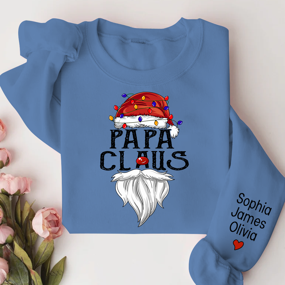 Personalize Merry Christmas Papa Claus, Dad Claus 2023 Gift Custom Name Kids Sweatshirt