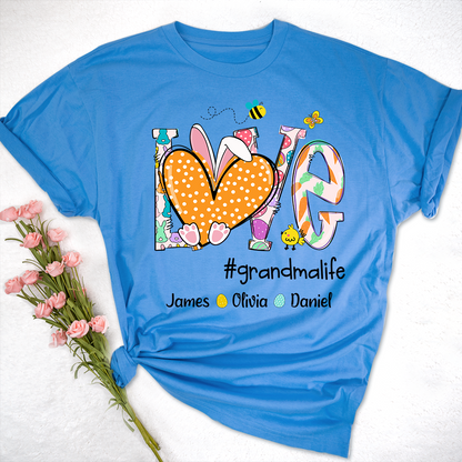 Love Grandmlife Easter Bunny Gift For Family, Custom Grandma And Grandkids T-Shirt