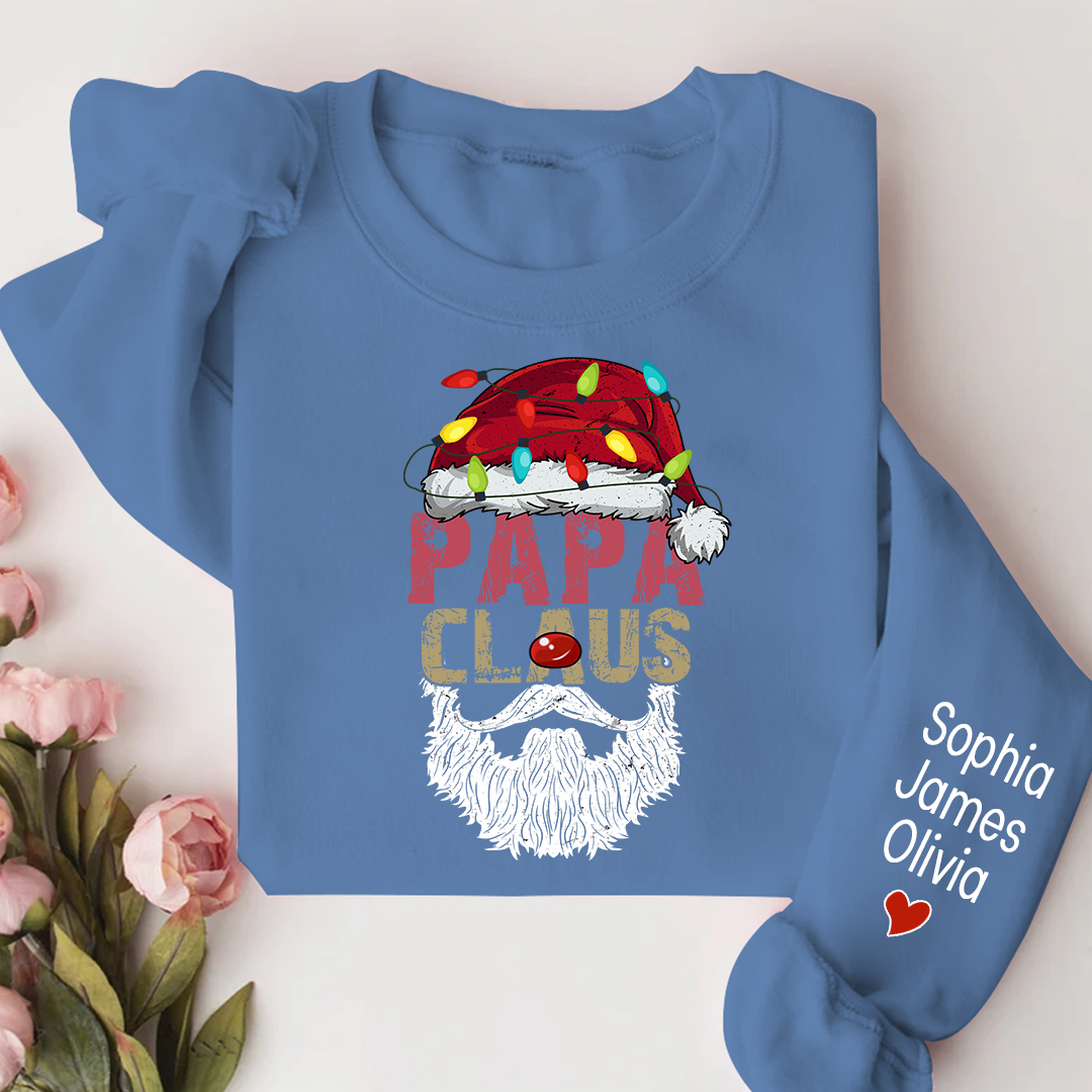 Papa Claus Christmas 2023 Gift Custom Name Kids Sweatshirt