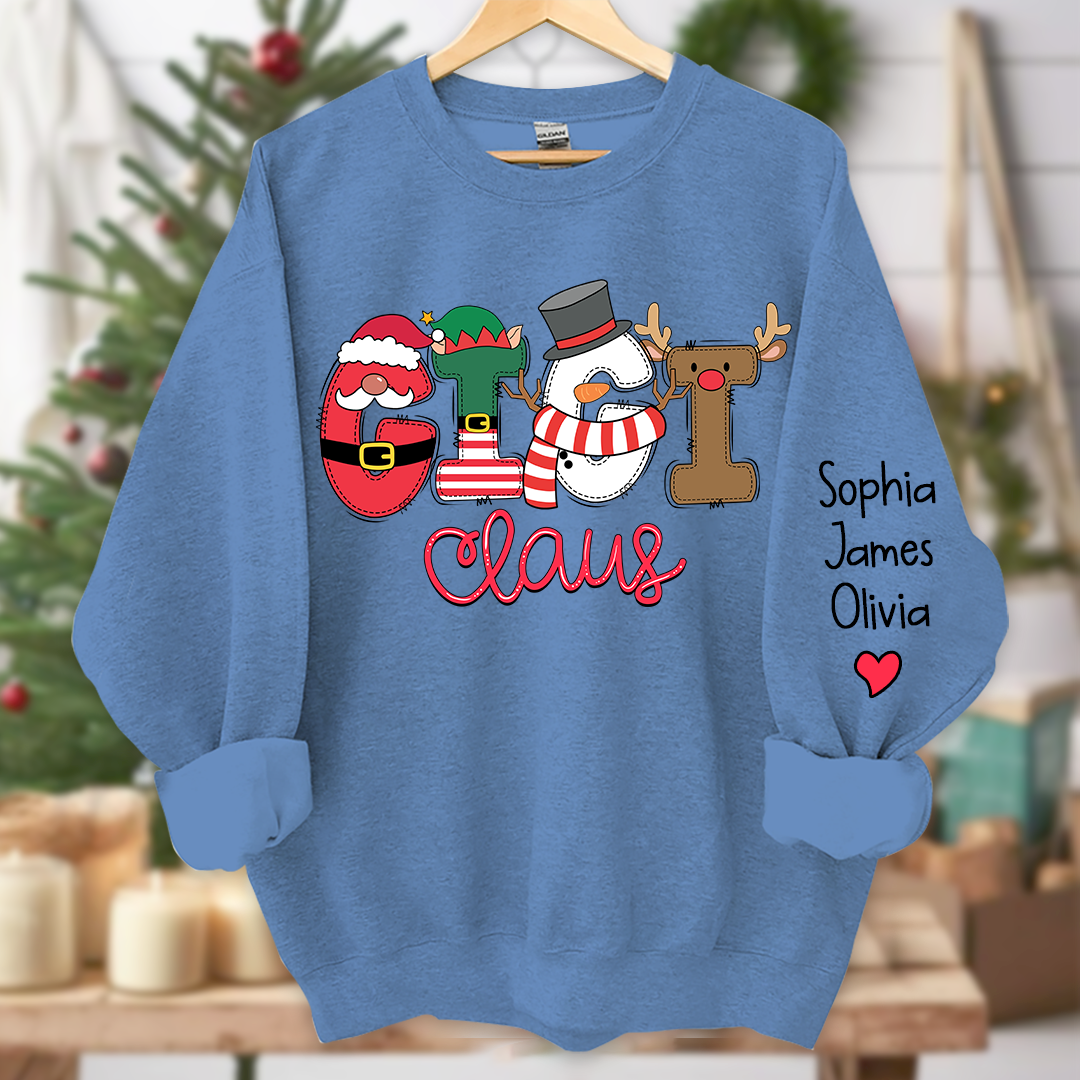 Gigi Claus Merry Christmas Grandma Claus, Nana Claus and Grandkids Sweatshirt