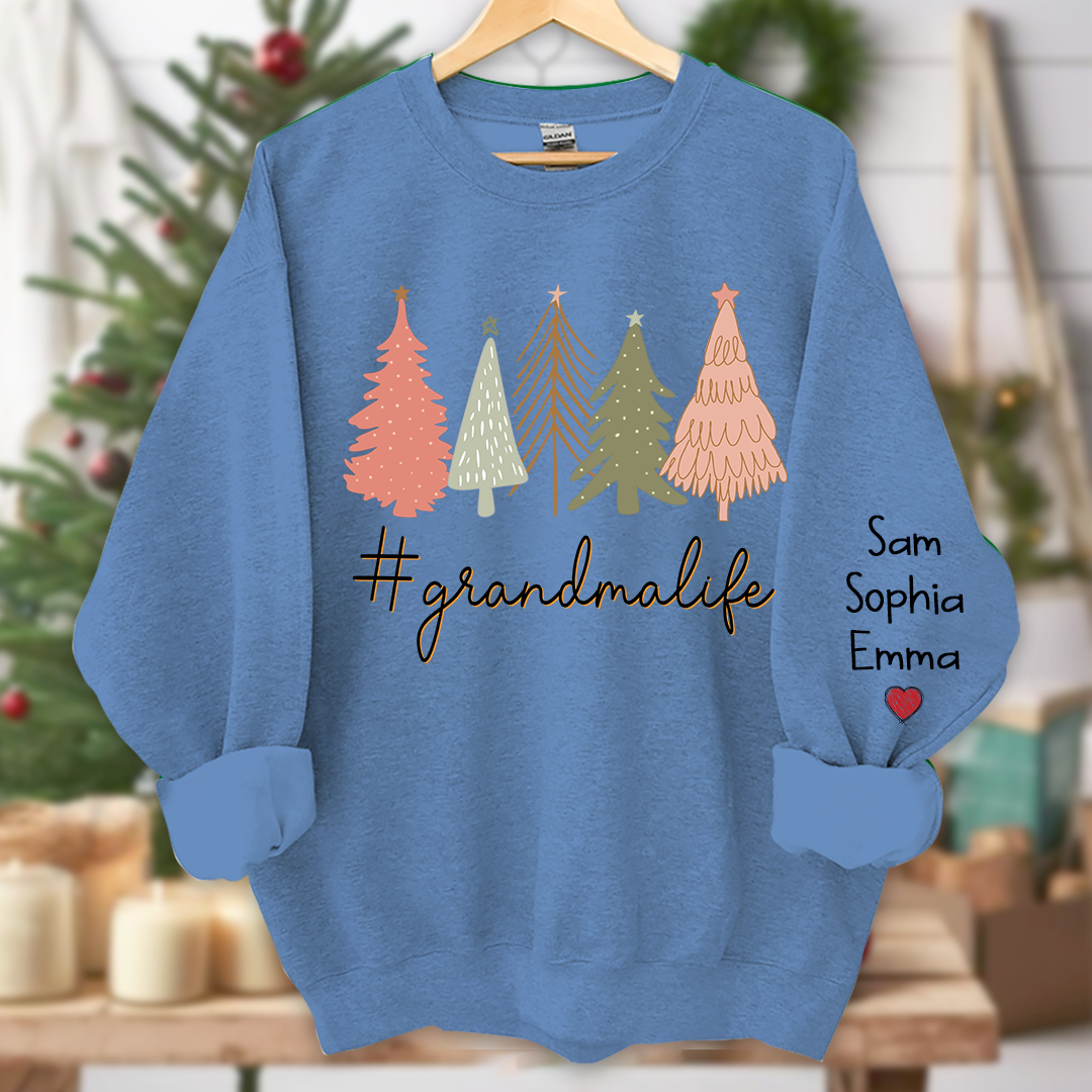 Christmas Tree Custom Grandmalife And Kids Merry Christmas, Grandma Gift Sweatshirt