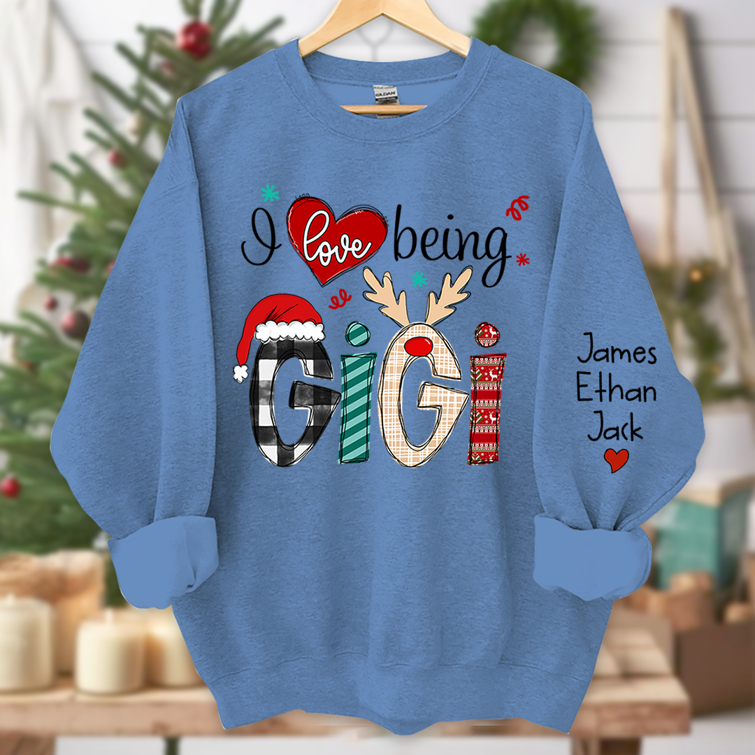 Christmas I love being Gigi Claus Sweatshirt, Merry Christmas Nana Sweatshirt, Custom Grandma Claus Christmas