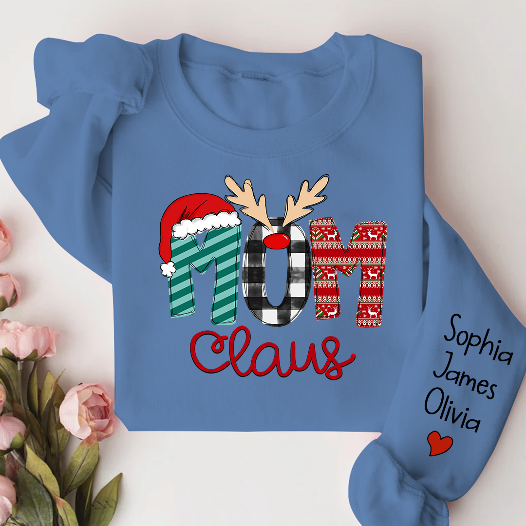 Merry Christmas 2023 Mom Claus Sweatshirt, Custom Mom , Mama and Kids Sweatshirt