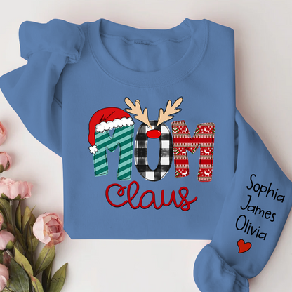 Merry Christmas 2023 Mom Claus Sweatshirt, Custom Mom , Mama and Kids Sweatshirt