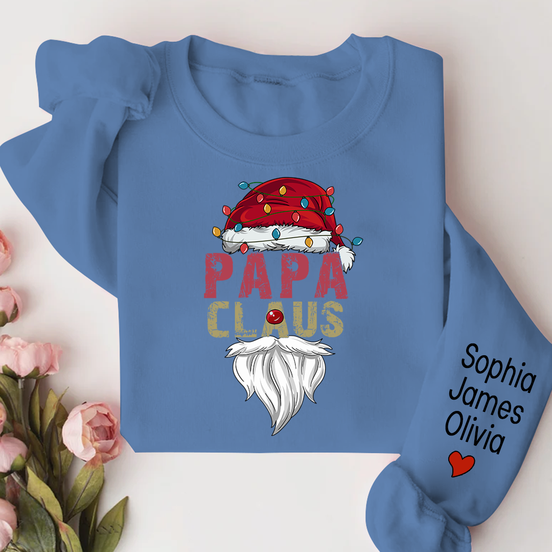 Merry Christmas Papa Claus, Dad Claus 2023 And Custom Name Kids Sweatshirt