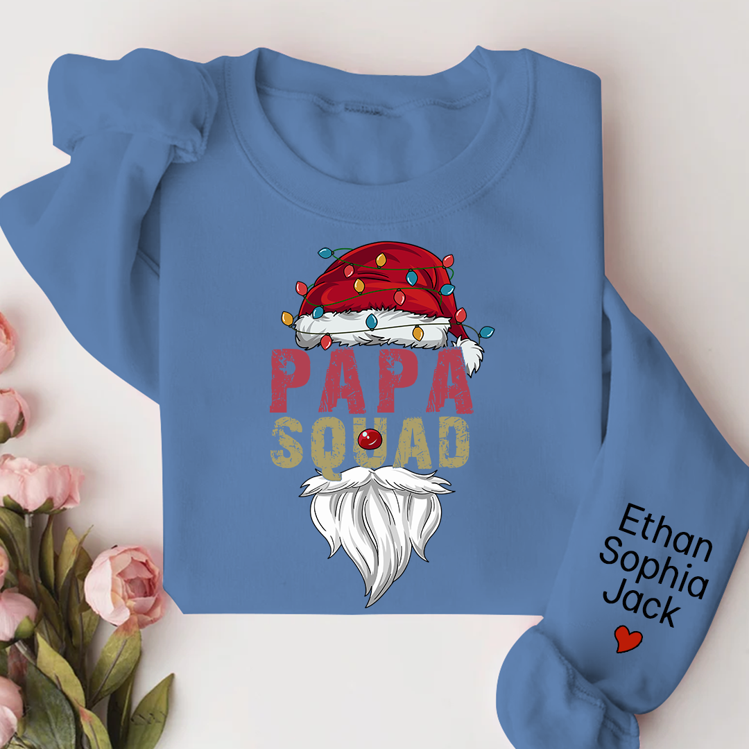 Papa Squad Christmas 2023 Gift Custom Name Kids Sweatshirt