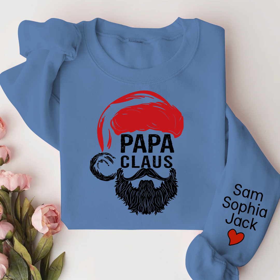 Christmas Papa Claus 2023 Gift Custom Name Kids Sweatshirt