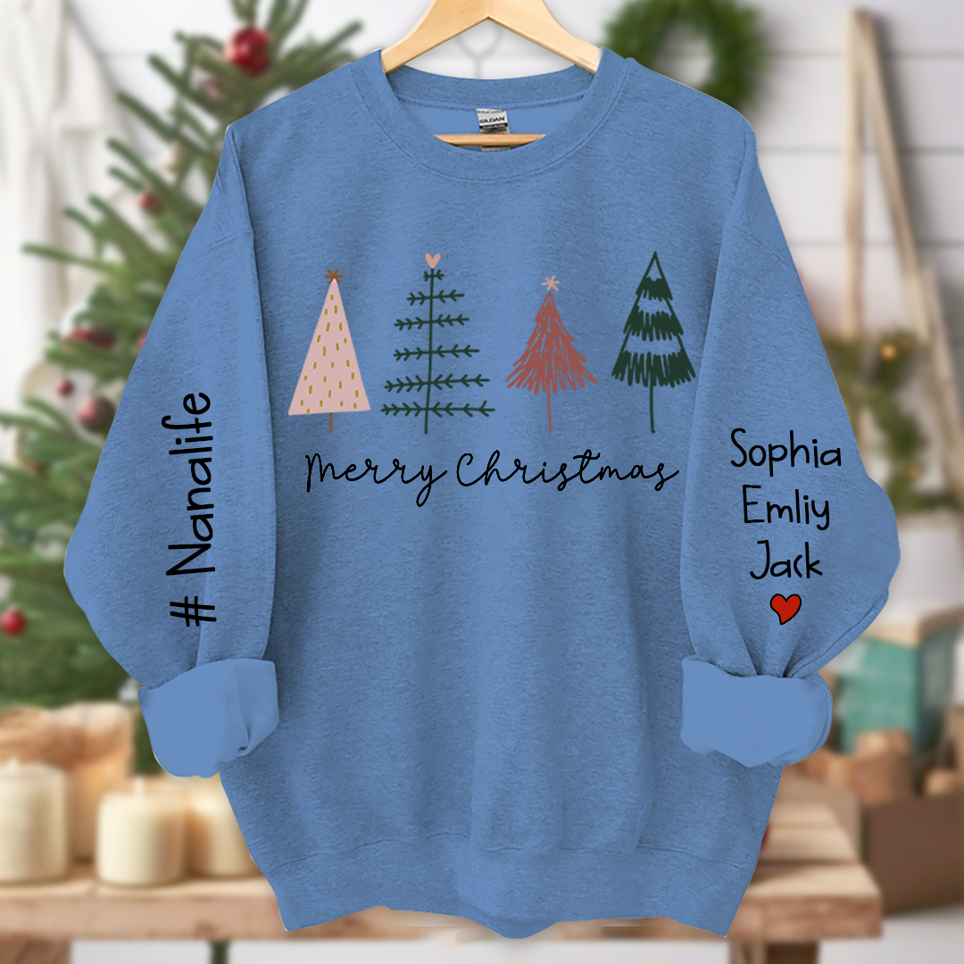 Tree Merry Christmas Nanalife Christmas and Grandkids Sweatshirt