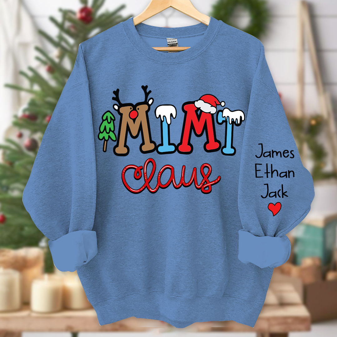 Custom Christmas Mimi Claus Sweatshirt, Merry Christmas Nana Sweatshirt, Custom Grandma Claus Christmas