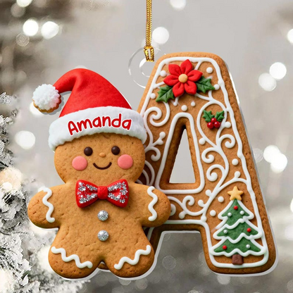 Custom Gingerbread Alphabet Ornament – Personalized Letter Cookie Design, Family Name Christmas Ornament 2025 & Festive Tree Decor