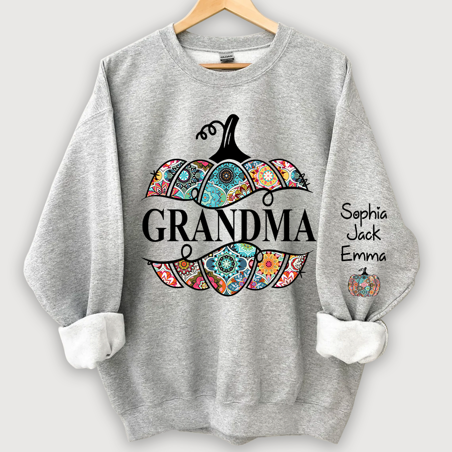 Personalized Cut Pumpkin With Grandkid Trend autumn Sweatshirt