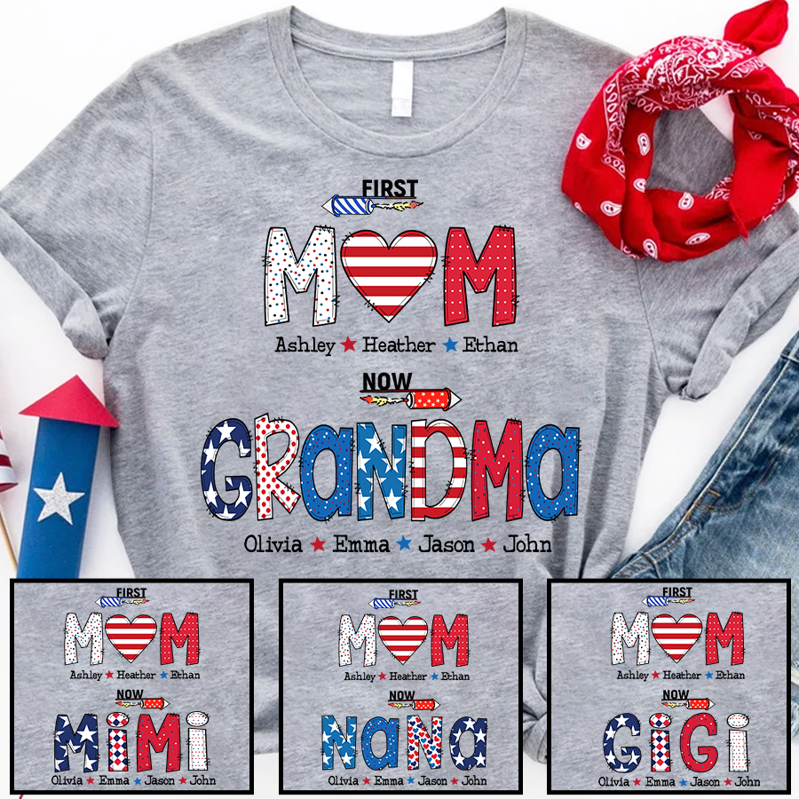 First Mom Now Grandma and grandkids T-Shirt