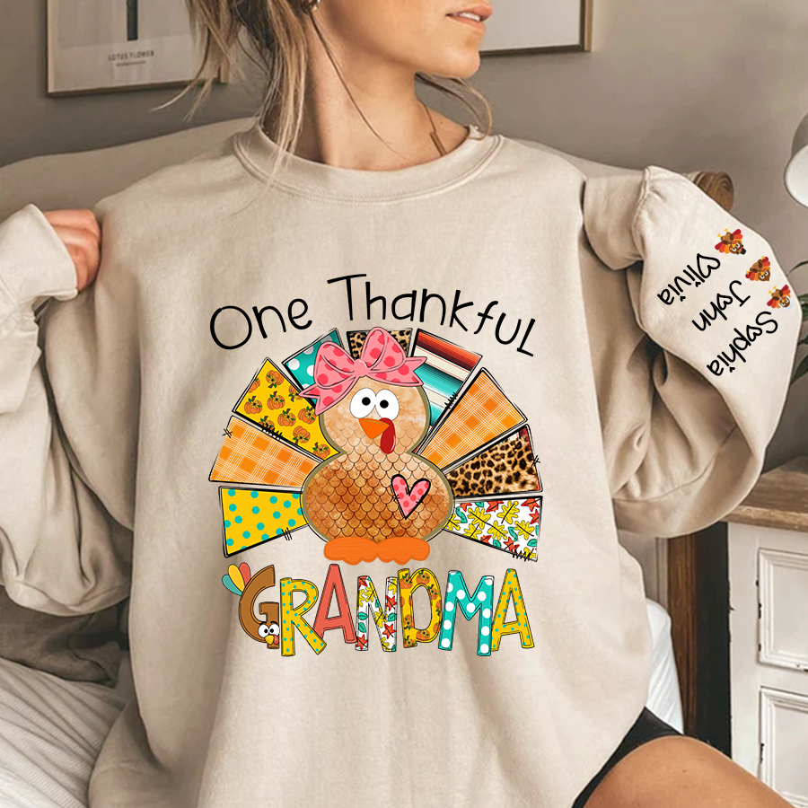 One Thankful Grandma Thanksgiving Turkey Sweatshirt