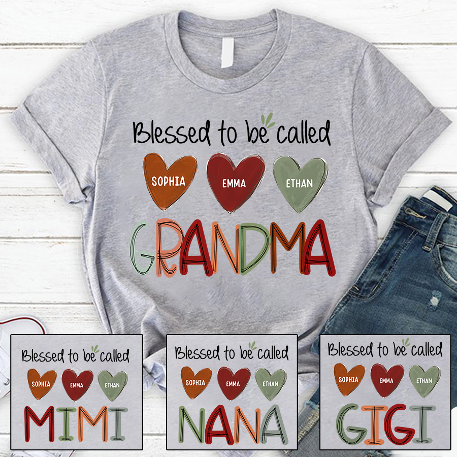Blessed To Be Called Nana  And Kids  Autumn Fall CL01 T-Shirt