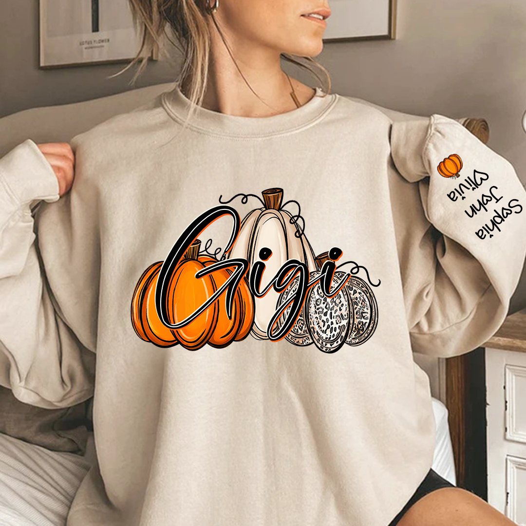 Personalized Gigi, Grandma Pumpkins Autumn And Grandkids Sweatshirt