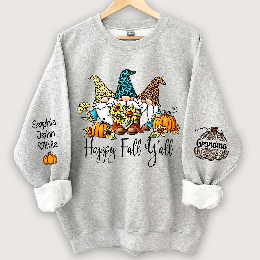 Happy Fall Y'all Grandma With Grandkids Autumn Sweatshirt