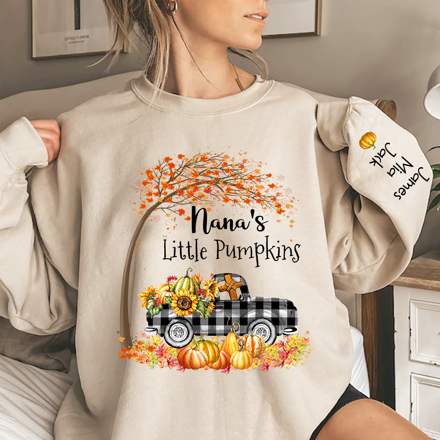 Grandma's little pumpkin fall art And Grandkids Sweatshirt